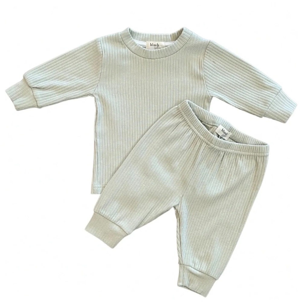 PISTACHIO | Ribbed organic baby toddler set
